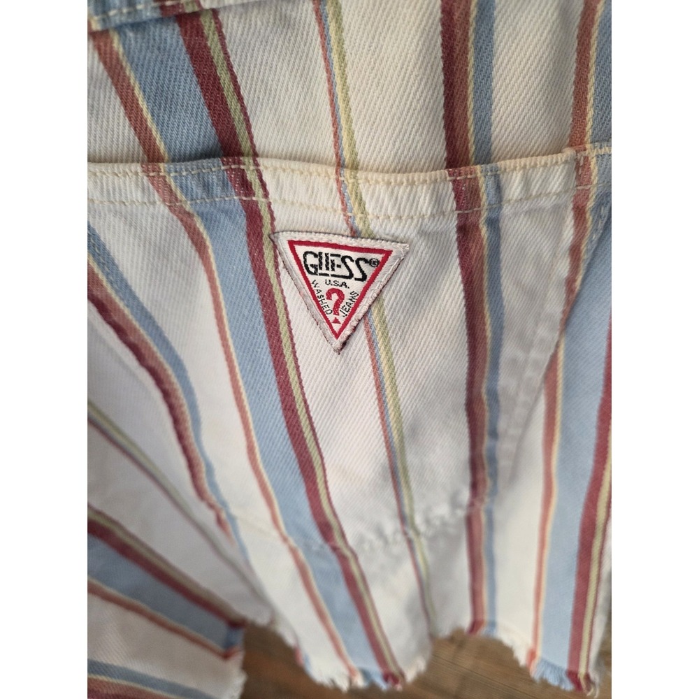 GUESS JEANS Vintage Striped High Rise Denim Shorts Women's 29, retro, oop, rare - Picture 5 of 11